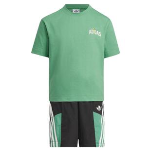 Adidas阿迪达斯儿童夏季经典印花运动宽松短袖短裤套装JV5174