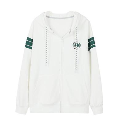 宽松休闲连帽撞色卡通绣花外套