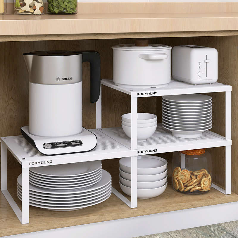 峰阳可伸缩可叠加橱柜内分层置物架厨房柜子下水槽放锅碗盘碟收纳