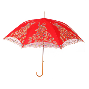 结婚用大红伞蕾丝伞女方陪嫁物品新娘伞中式婚礼雨伞婚庆用品大全