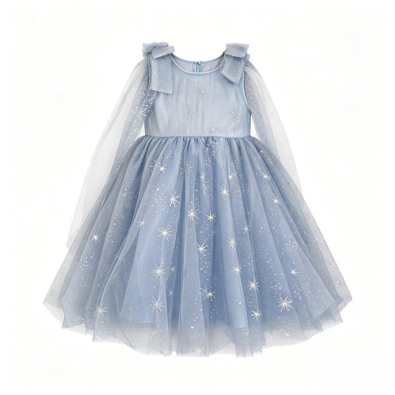 女童艾莎蓝星空生日礼服公主裙