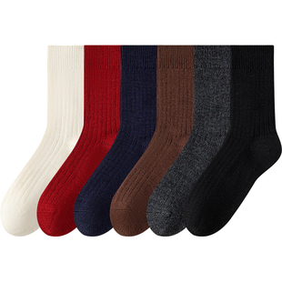 93%纯羊毛袜子男女秋冬款中筒袜加厚保暖东北零下睡觉羊绒袜冬天