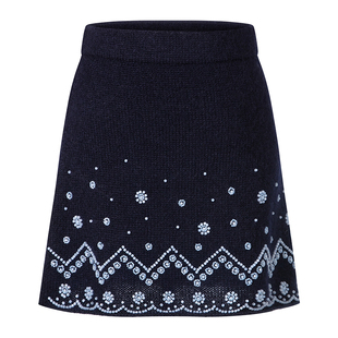 【XIAOLI筱李】灯上华尔兹设计百搭藏青色针织钉珠半裙女25秋新品