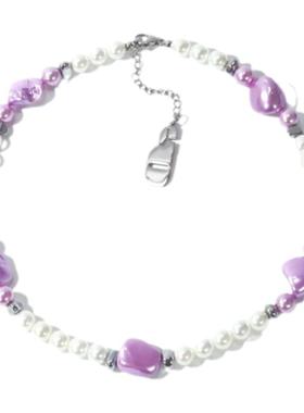 GetEmON原创高级感度假多巴胺小众情侣巴洛克珍珠嘻哈潮锁骨项链