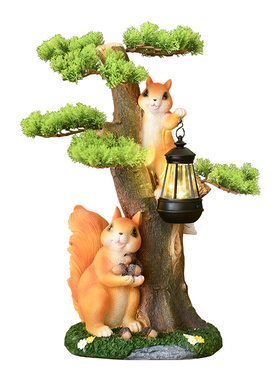 花园仿真小松鼠树上攀爬装饰摆件