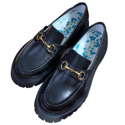 松糕升级版厚底刺绣小蜜蜂乐福鞋