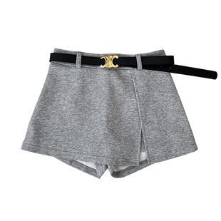 设计感时尚百搭高腰显瘦开叉不规则裤裙休闲裤短裤热裤女配皮带