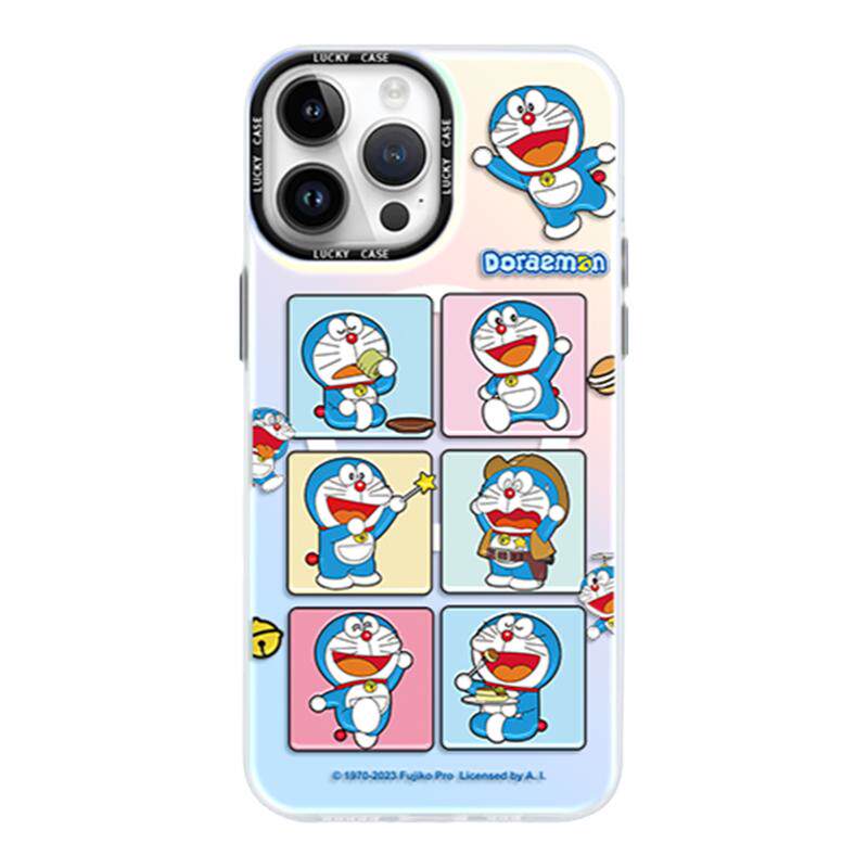 彩框哆啦猫适用iPhone17Promax手机壳ip15磁吸支架苹果16pro保护套好看14plus全包12可爱p13Pro新款高级感女