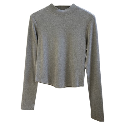 三可新款半高领短款打底衫女加厚雪花羊绒保暖修身显瘦内搭T恤冬