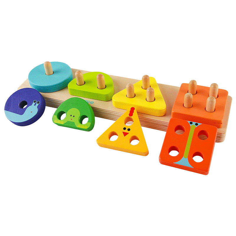 Djeco积木1-2岁蒙氏抓板拼图玩具