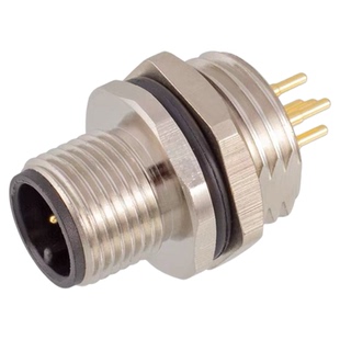 M12防水连接器航空插头4 5 6 8 12芯PCB面板公母头板前板法兰座