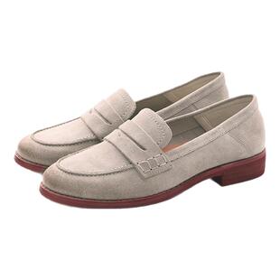 德芙琳英伦乐福鞋气质女鞋真皮鹿皮绒面时尚单鞋超软不累脚小皮鞋