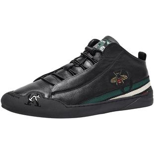 欧洲站男鞋牛皮板鞋2025冬休闲真皮高帮鞋一脚蹬懒人鞋加绒二棉鞋