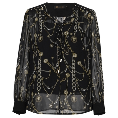 kodice黑色印花系带上衣含内搭