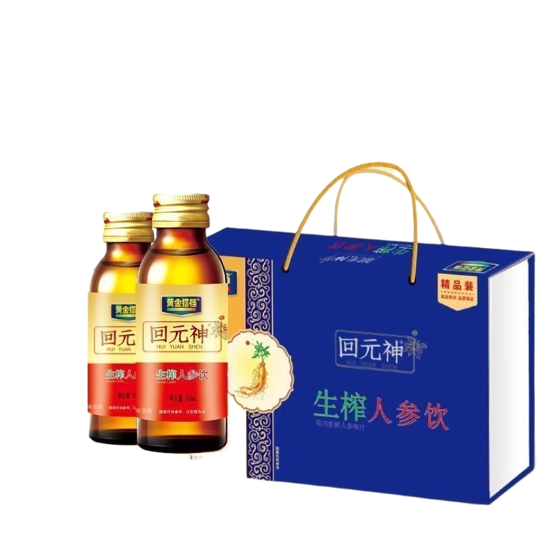 【黄金搭档】回元神生榨人参饮原味礼盒装官方正品人参饮品滋补