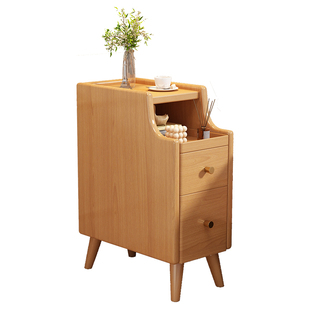 床头柜实木家用小柜子卧室床边20cm窄边柜原木风小型收纳置物柜子