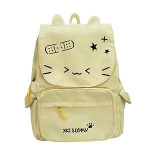 可爱吧唧书包女孩新款百搭小学生双肩包休闲轻便校园初中生女背包