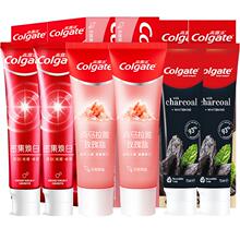 37.9元 包邮 Colgate 高露洁 牙膏套装 (劲白系列密集焕白牙膏120g*2+喜马拉雅玫瑰盐健康晶亮牙膏115g*2+竹炭美白牙膏75ml*2)
