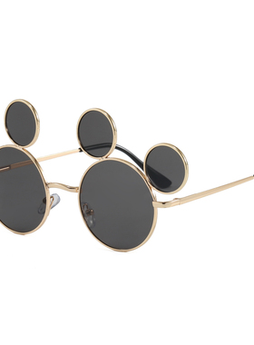 新款卡通亲子太阳镜孩子游园装饰墨镜中国风二郎神四眼太阳眼镜