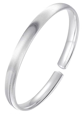 7N宽版白月光猫眼手镯精品CNC爆闪闭口开口实心镀银镯子七夕礼物