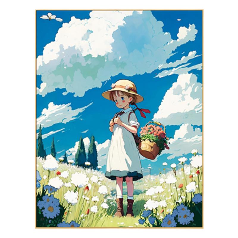 卡通diy数字油画风景画宫崎骏