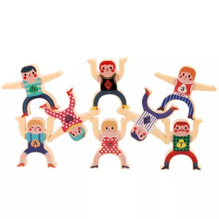 大力士平衡叠叠高积木人偶叠高儿童益智玩具木制专注力训练玩具男