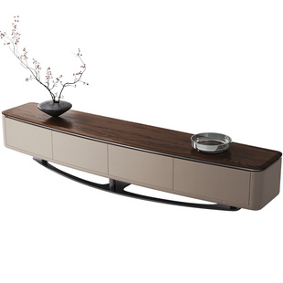 诚骏白蜡木实木茶几电视柜组合轻奢现代简约客厅家用深胡桃色地柜