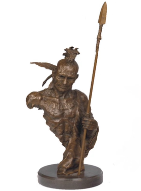 铜雕塑印第安人酋长铜像摆件家居装饰创意礼品客厅玄关书房办公室