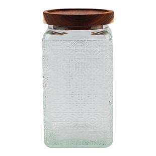 1000ML美式复古浮雕刻花玻璃干果储物罐子玻璃瓶家用五谷杂粮收纳