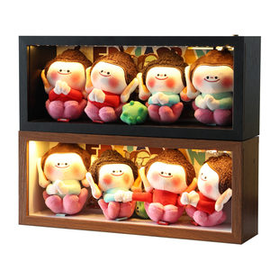 山西大同文创毛绒玩具盲盒佛小伴收纳盒透明展示柜相框摆台防尘柜