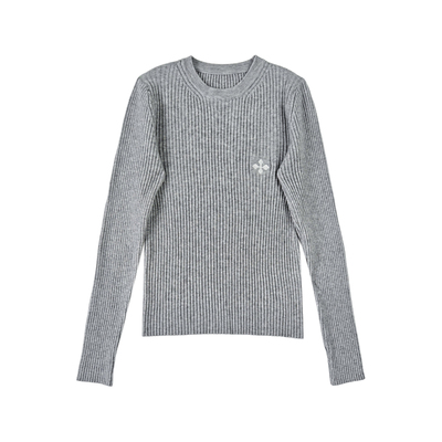 圆领长袖针织衫女内搭高级感上衣