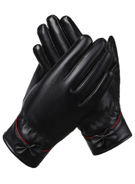 皮手套男女秋冬季加绒保暖骑行摩托车开车防水防风触屏情侣PU手套