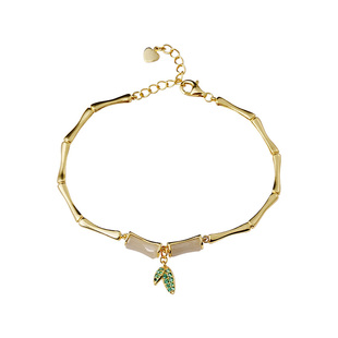 宫里上新和田玉手链女款竹节纯银银饰轻奢小众精致生日新年礼物