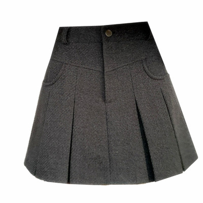 加厚毛呢百褶裙大码显瘦半身裙