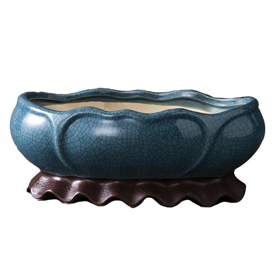 汝窑冰裂花盆陶瓷复古家居盆景盆