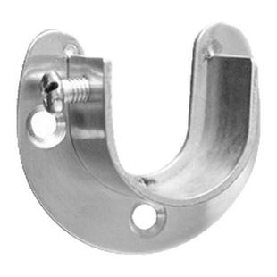 不锈钢开口法兰座25mm衣柜挂衣杆托座圆管U型底座衣杆座固定配件