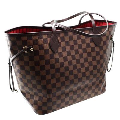 真皮女包2024新款老花经典款棋盘格购物袋大容量妈咪包单肩托特包