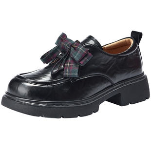 热风黑色小皮鞋女款2026年春季新款英伦风百搭乐福鞋减龄通勤女鞋