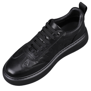 欧洲站真皮板鞋男款2025新款时尚压花男士一脚蹬韩版纯皮休闲鞋潮