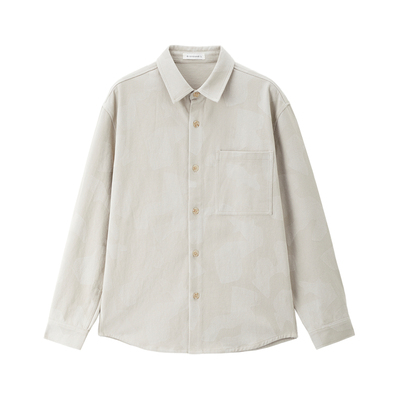 Giordano尖领长袖迷彩衬衫