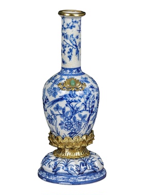 中式高温陶瓷莲花瓶手绘乔迁礼