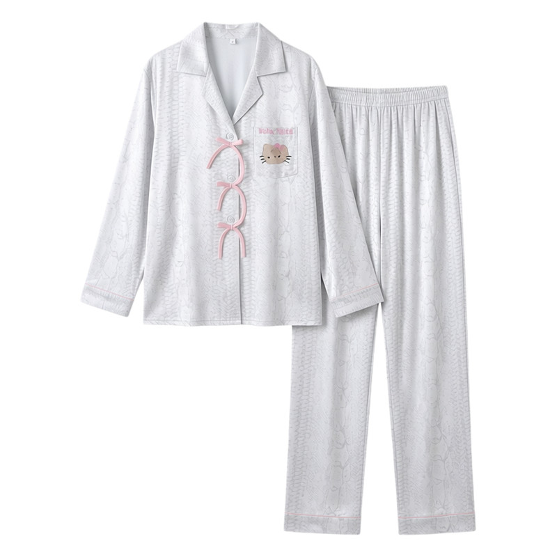 真丝高级感蛇纹Kitty印花家居服
