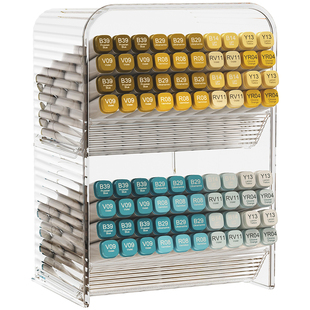 马克笔收纳盒可壁挂式写字台面置物儿童书桌水彩画笔架斜插式笔筒