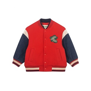 马拉丁童装儿童外套2024春装新款男童女童新年复古学院棒球服夹克