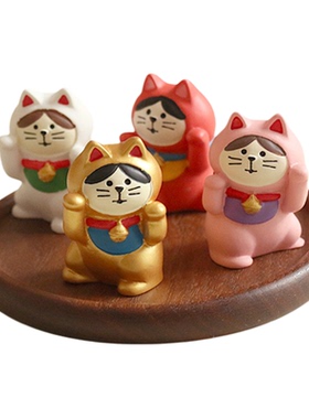 招财猫猫F4粉白金装饰摆件