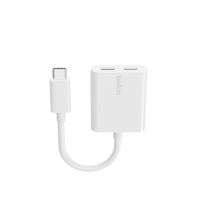 贝尔金USB-C耳机一分二转换器