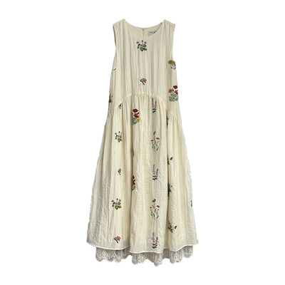 植物系女孩无袖连衣裙