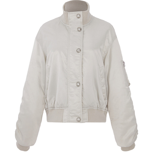 LINCCHIC金羽杰秋季羽绒服女廓形外套飞行员夹克短款羽绒服女