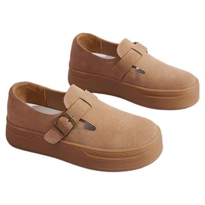 星期六真皮厚底咖色全包勃肯鞋女2025秋增高懒人乐福鞋博肯一脚蹬