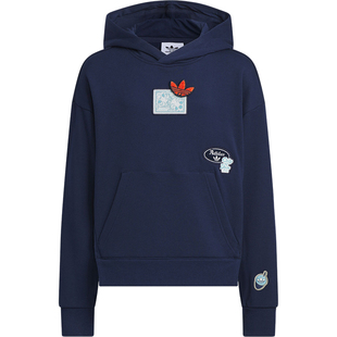 Adidas/阿迪达斯官方正品三叶草大童宽松透气连帽户外卫衣JC6819